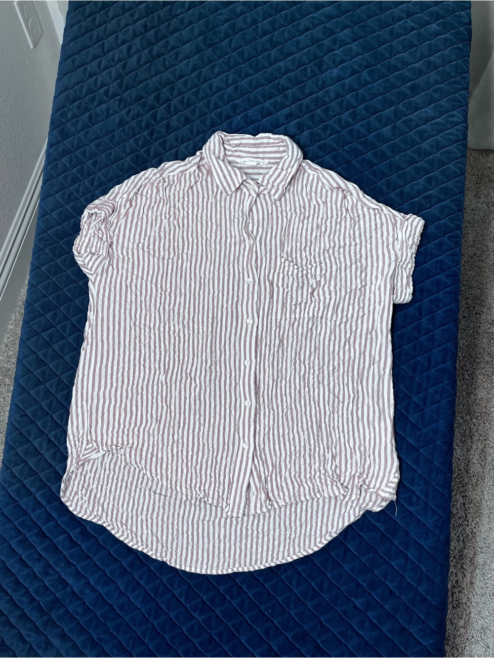 Jane and Delancey White Button-Down with Light Pink Stripes - Cute Casual - Med*